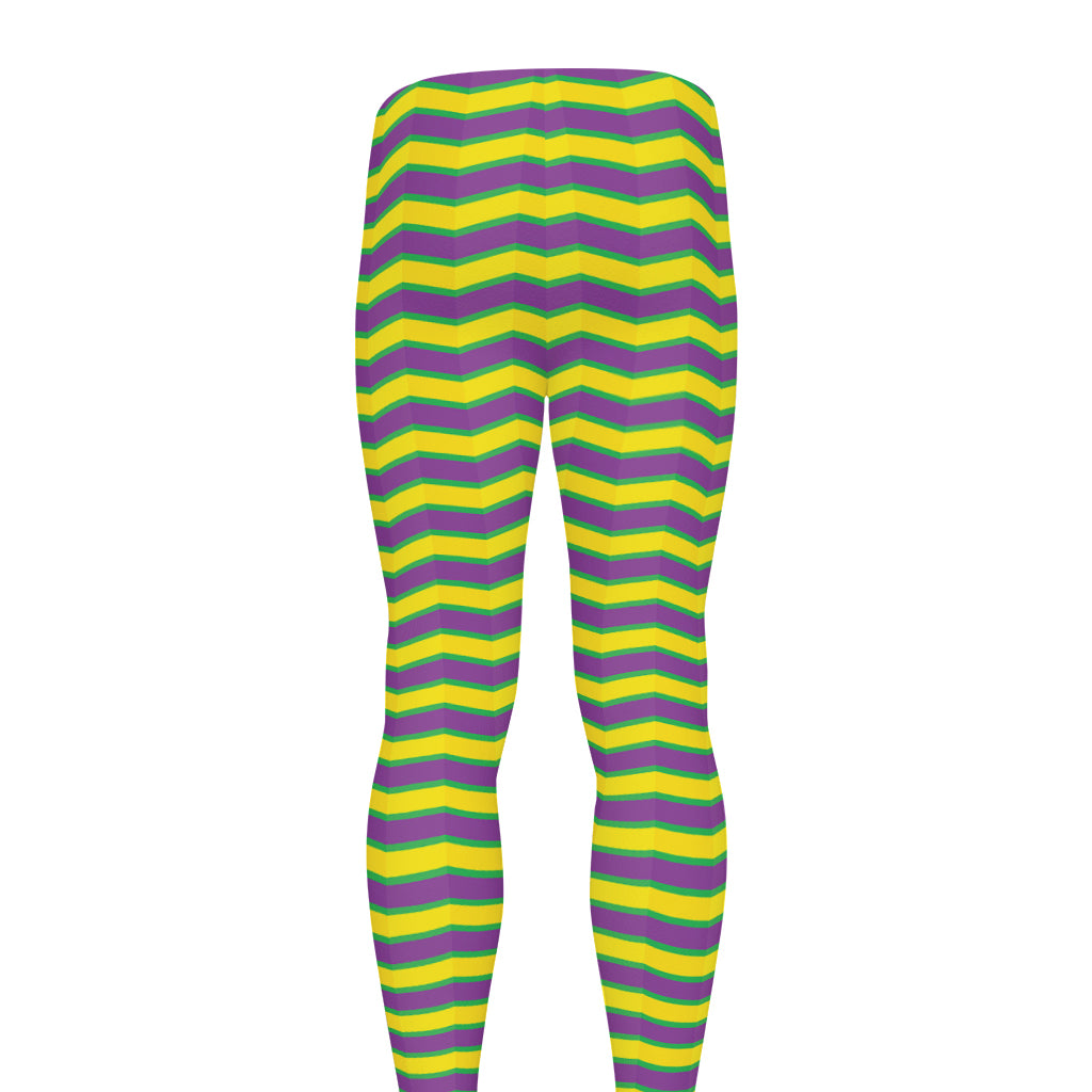 Mardi Gras Fat Tuesday Zigzag Print Men's leggings