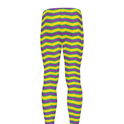Mardi Gras Fat Tuesday Zigzag Print Men's leggings