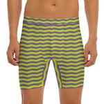 Mardi Gras Fat Tuesday Zigzag Print Men's Long Boxer Briefs