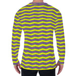 Mardi Gras Fat Tuesday Zigzag Print Men's Long Sleeve T-Shirt