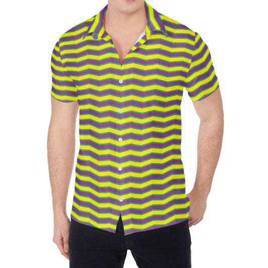Mardi Gras Fat Tuesday Zigzag Print Men's Shirt