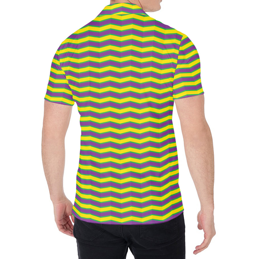 Mardi Gras Fat Tuesday Zigzag Print Men's Shirt