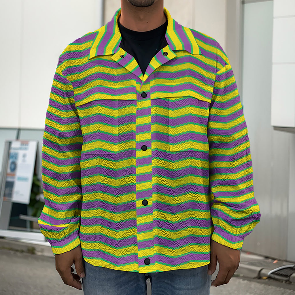 Mardi Gras Fat Tuesday Zigzag Print Men's Shirt Jacket
