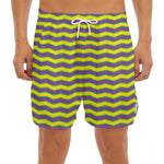 Mardi Gras Fat Tuesday Zigzag Print Men's Split Running Shorts