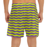 Mardi Gras Fat Tuesday Zigzag Print Men's Split Running Shorts