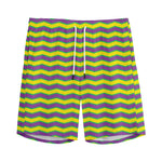 Mardi Gras Fat Tuesday Zigzag Print Men's Sports Shorts