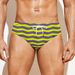 Mardi Gras Fat Tuesday Zigzag Print Men's Swim Briefs