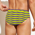 Mardi Gras Fat Tuesday Zigzag Print Men's Swim Briefs