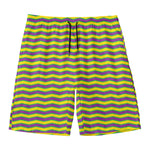 Mardi Gras Fat Tuesday Zigzag Print Men's Swim Trunks