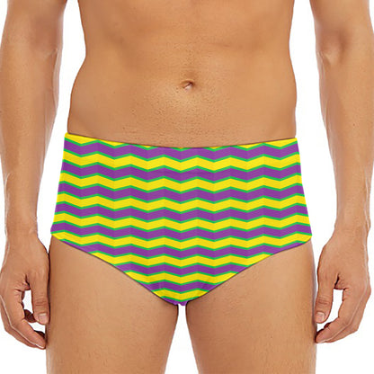 Mardi Gras Fat Tuesday Zigzag Print Men's Triangle Swim Briefs