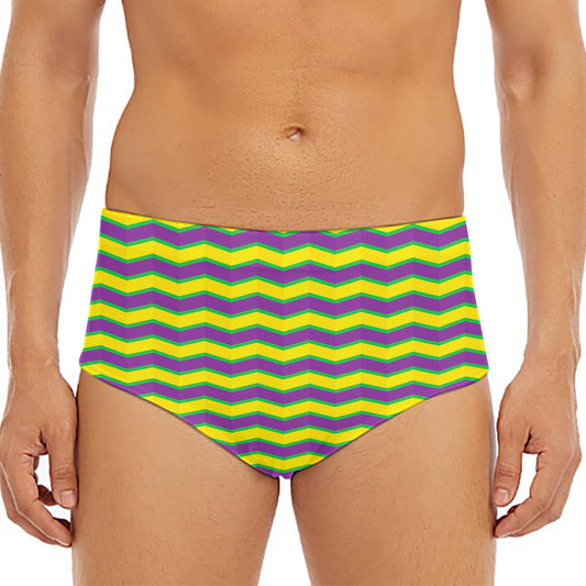 Mardi Gras Fat Tuesday Zigzag Print Men's Triangle Swim Briefs