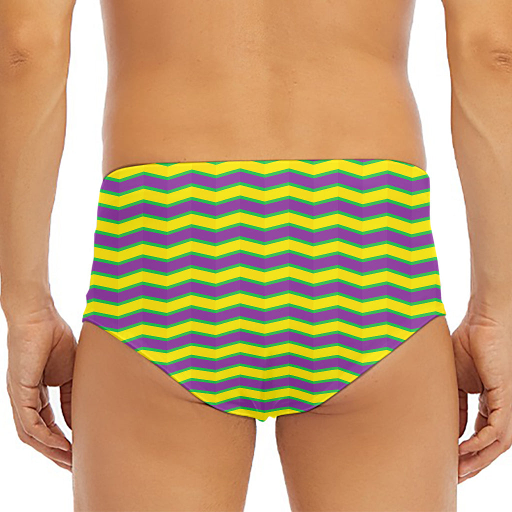 Mardi Gras Fat Tuesday Zigzag Print Men's Triangle Swim Briefs