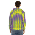 Mardi Gras Fat Tuesday Zigzag Print Men's Velvet Pullover Hoodie