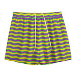 Mardi Gras Fat Tuesday Zigzag Print Mesh Shorts