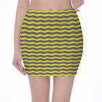 Mardi Gras Fat Tuesday Zigzag Print Pencil Mini Skirt