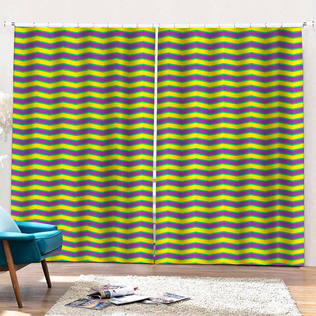 Mardi Gras Fat Tuesday Zigzag Print Pencil Pleat Curtains