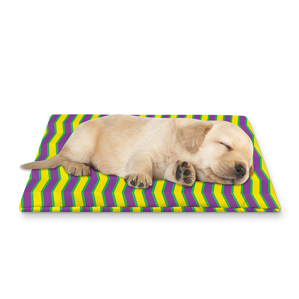 Mardi Gras Fat Tuesday Zigzag Print Pet Cooling Mat Cover