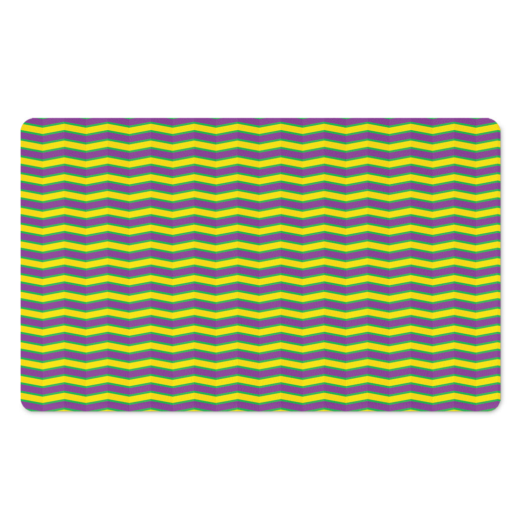 Mardi Gras Fat Tuesday Zigzag Print Polyester Doormat