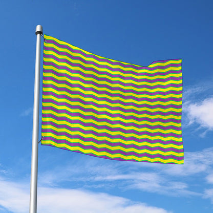 Mardi Gras Fat Tuesday Zigzag Print Polyester Flag