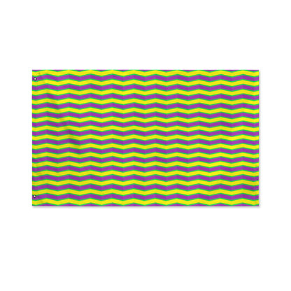 Mardi Gras Fat Tuesday Zigzag Print Polyester Flag