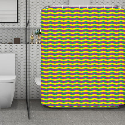 Mardi Gras Fat Tuesday Zigzag Print Polyester Shower Curtain
