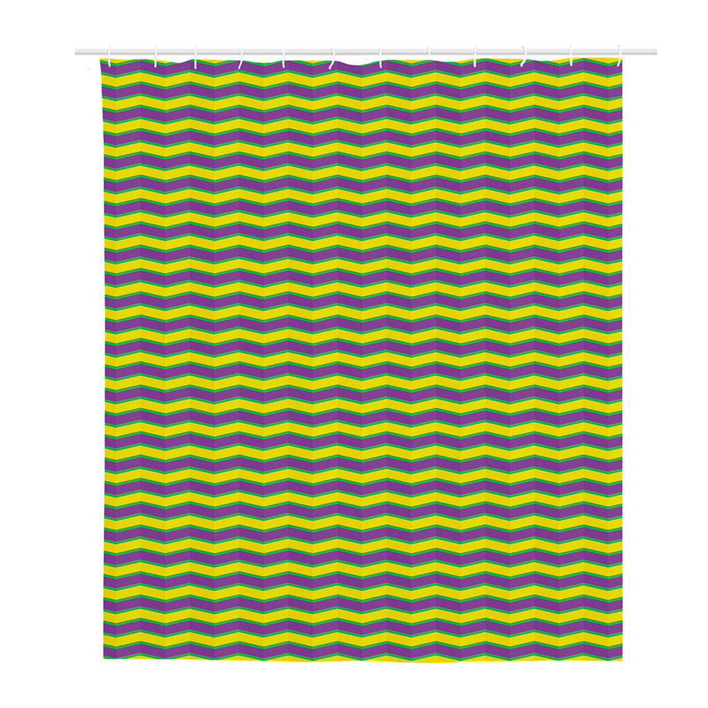 Mardi Gras Fat Tuesday Zigzag Print Polyester Shower Curtain