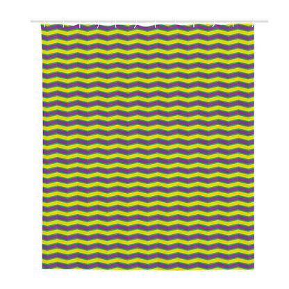 Mardi Gras Fat Tuesday Zigzag Print Polyester Shower Curtain