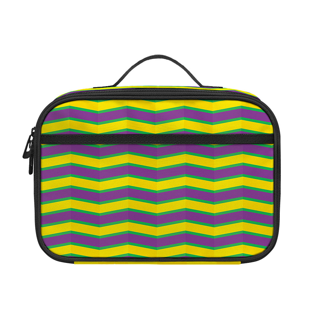 Mardi Gras Fat Tuesday Zigzag Print Portable Lunch Bag