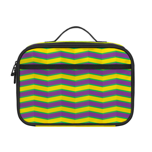 Mardi Gras Fat Tuesday Zigzag Print Portable Lunch Bag
