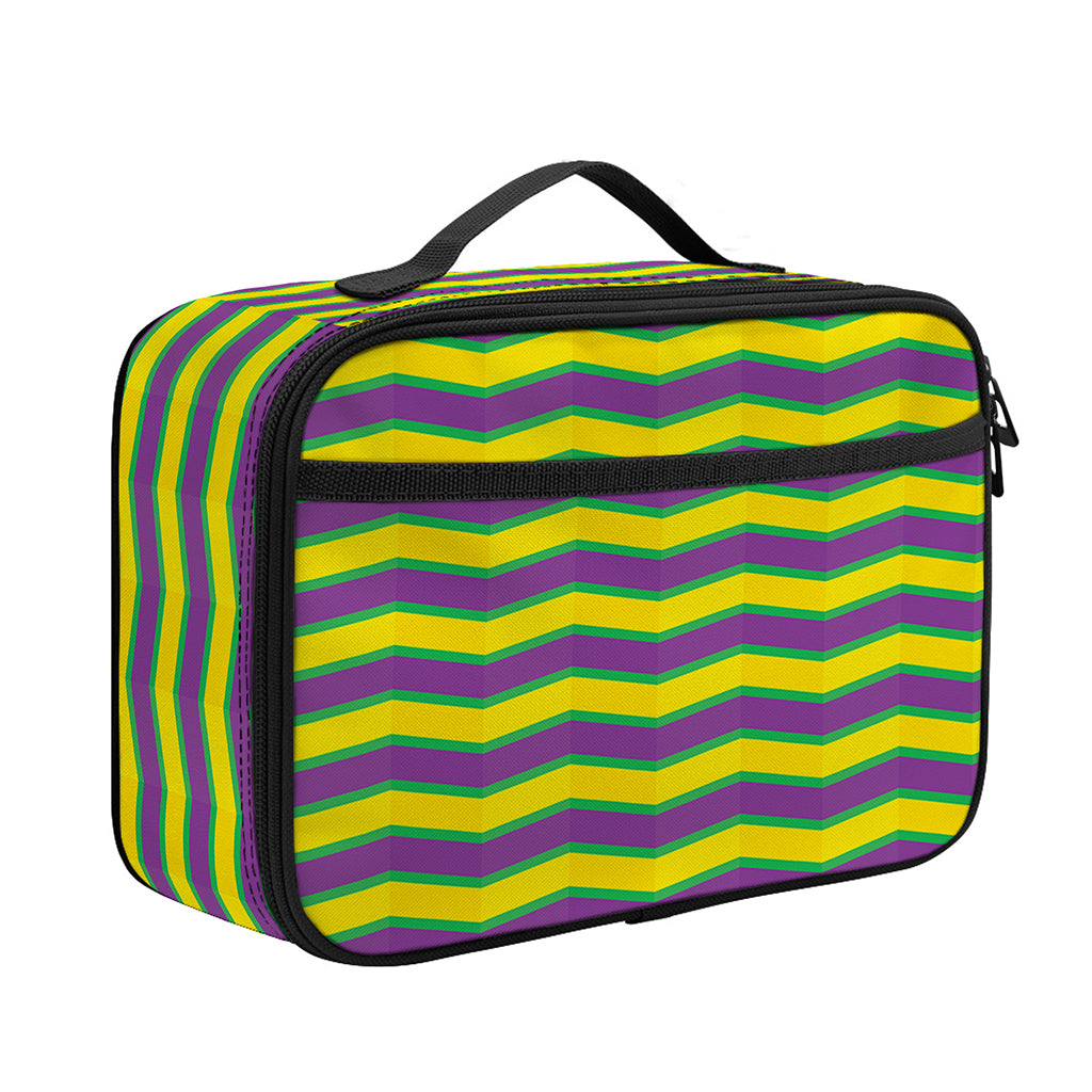 Mardi Gras Fat Tuesday Zigzag Print Portable Lunch Bag