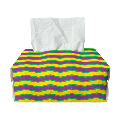 Mardi Gras Fat Tuesday Zigzag Print Rectangle Tissue Box Cover
