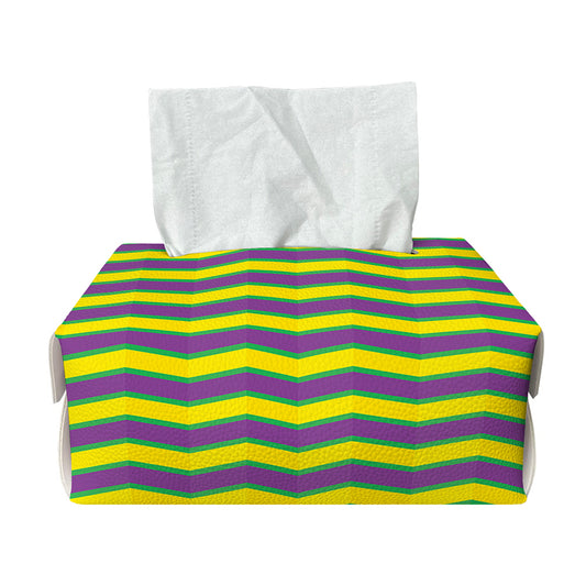 Mardi Gras Fat Tuesday Zigzag Print Rectangle Tissue Box Cover