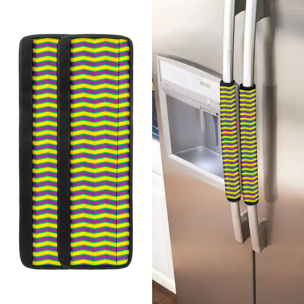 Mardi Gras Fat Tuesday Zigzag Print Refrigerator Handle Covers