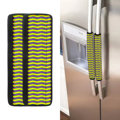 Mardi Gras Fat Tuesday Zigzag Print Refrigerator Handle Covers