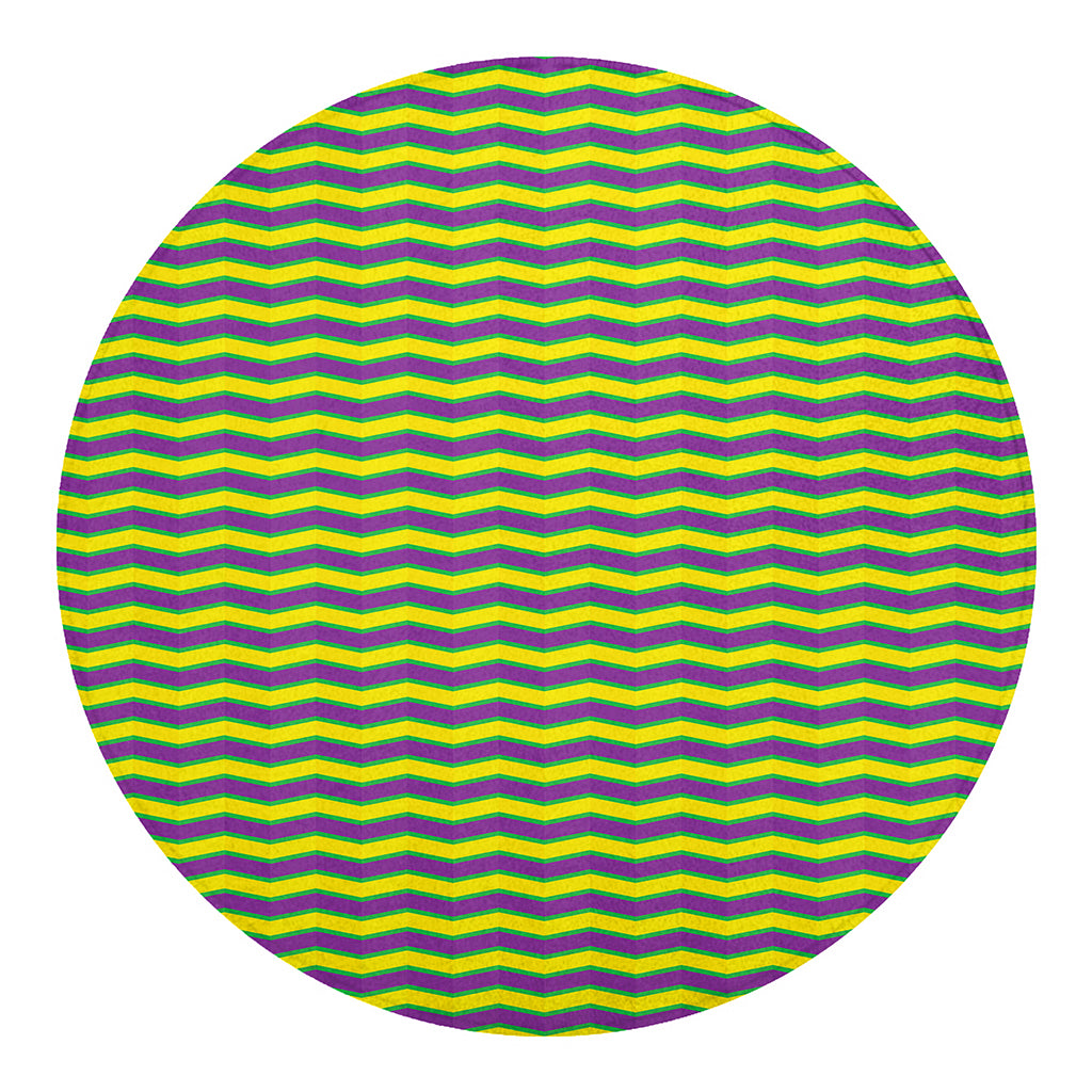 Mardi Gras Fat Tuesday Zigzag Print Round Blanket