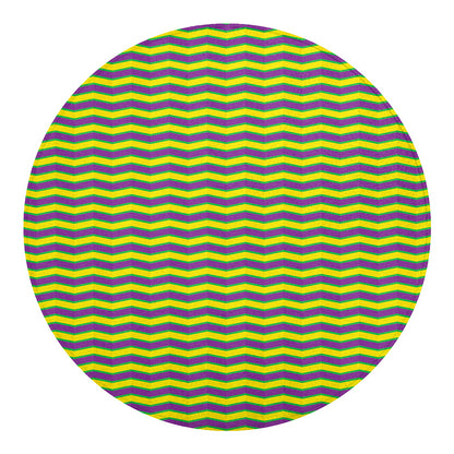 Mardi Gras Fat Tuesday Zigzag Print Round Blanket