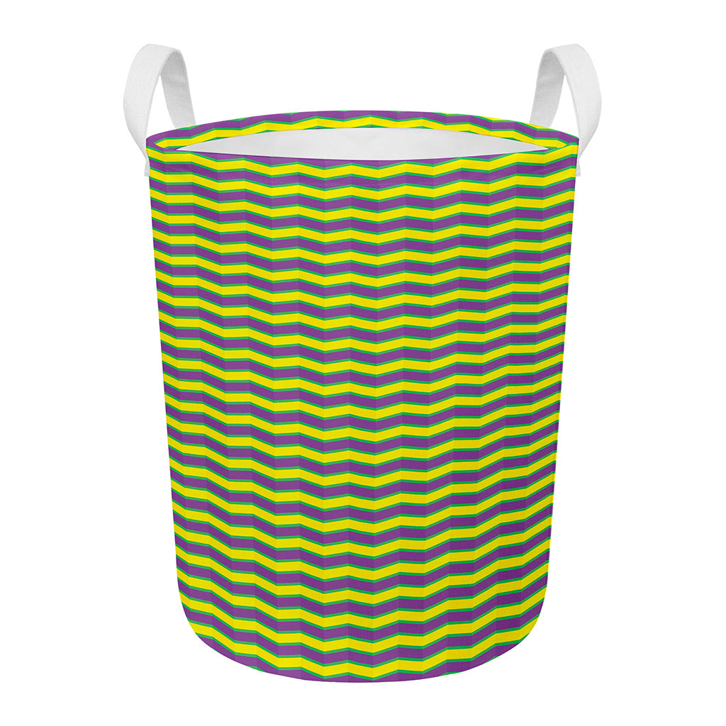 Mardi Gras Fat Tuesday Zigzag Print Round Laundry Basket