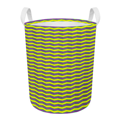 Mardi Gras Fat Tuesday Zigzag Print Round Laundry Basket