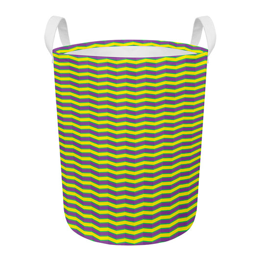 Mardi Gras Fat Tuesday Zigzag Print Round Laundry Basket
