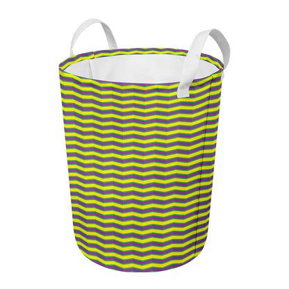 Mardi Gras Fat Tuesday Zigzag Print Round Laundry Basket