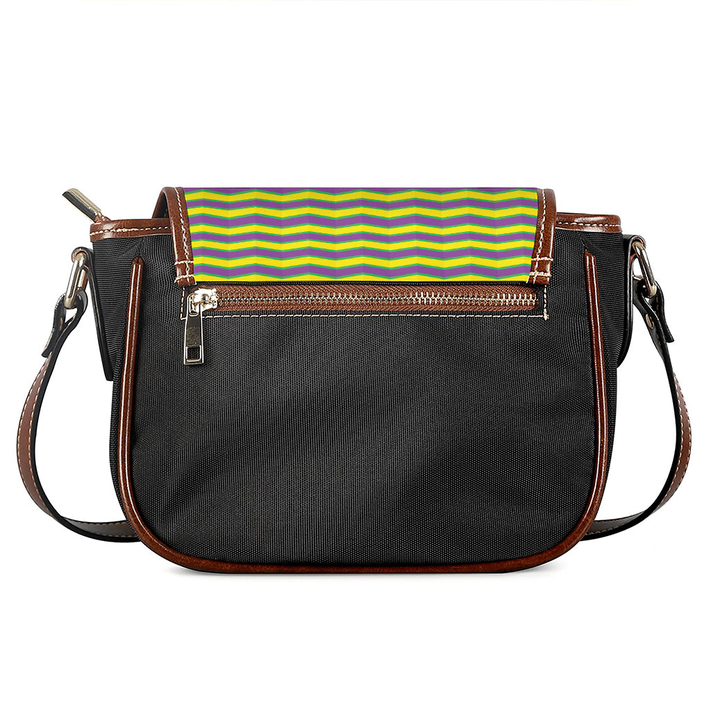 Mardi Gras Fat Tuesday Zigzag Print Saddle Bag