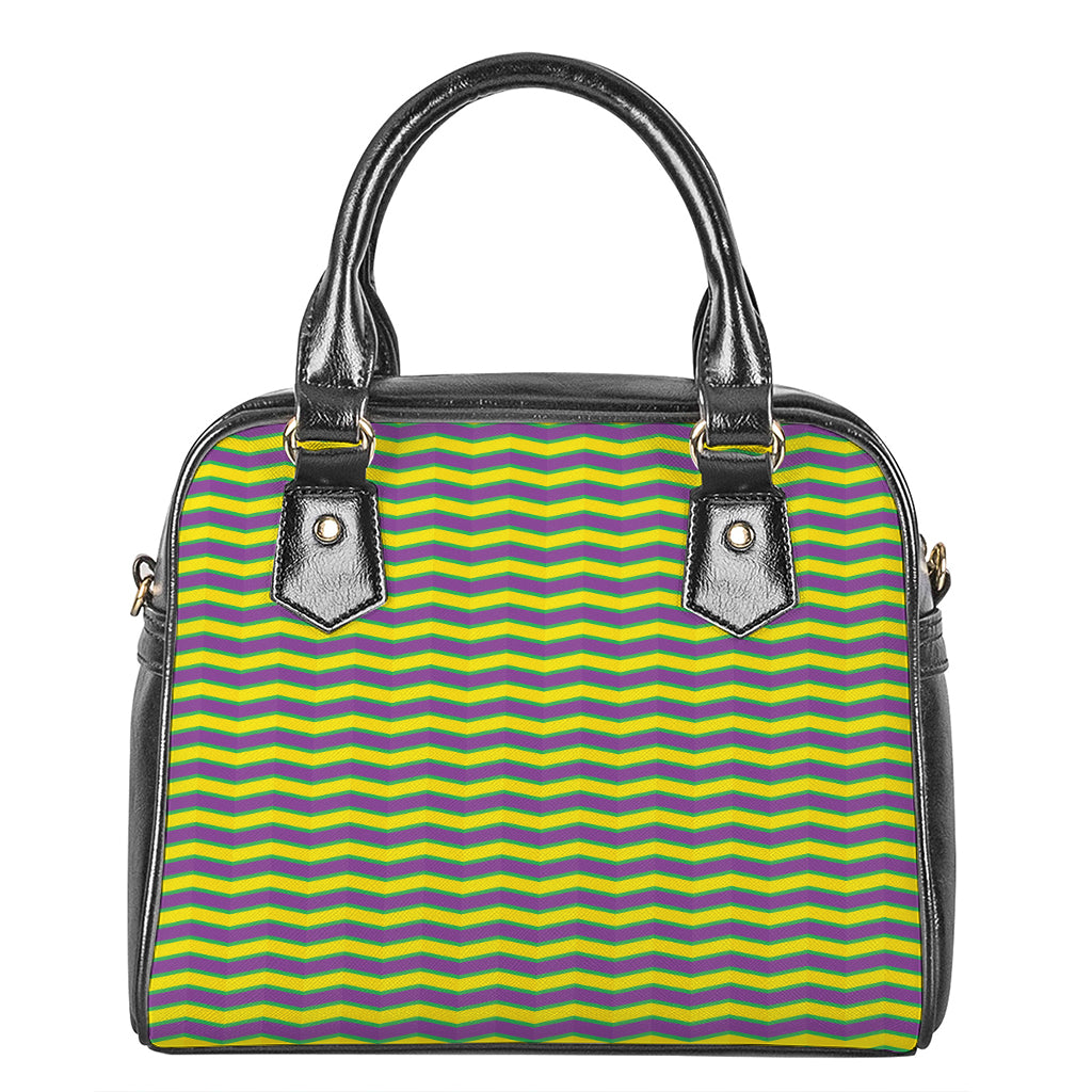 Mardi Gras Fat Tuesday Zigzag Print Shoulder Handbag