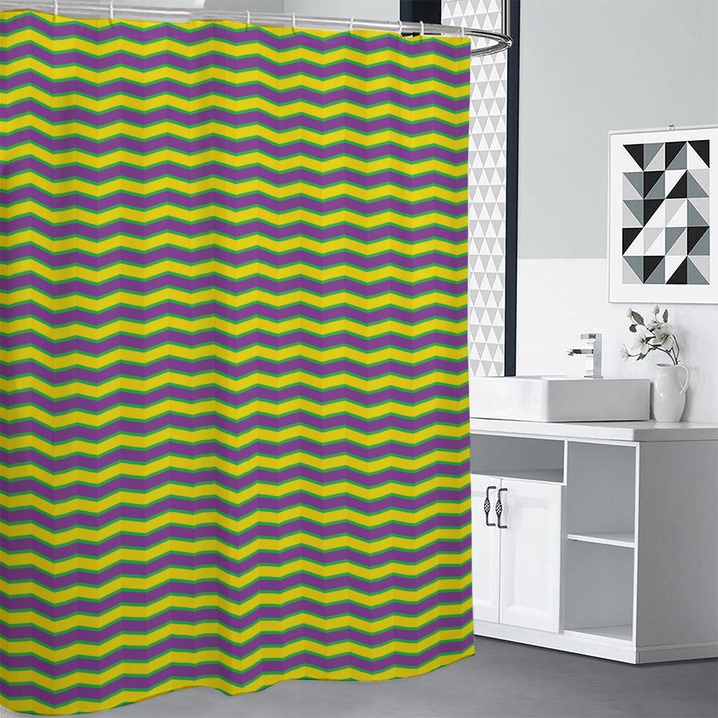 Mardi Gras Fat Tuesday Zigzag Print Shower Curtain