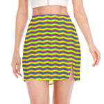 Mardi Gras Fat Tuesday Zigzag Print Side Slit Mini Skirt