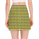 Mardi Gras Fat Tuesday Zigzag Print Side Slit Mini Skirt