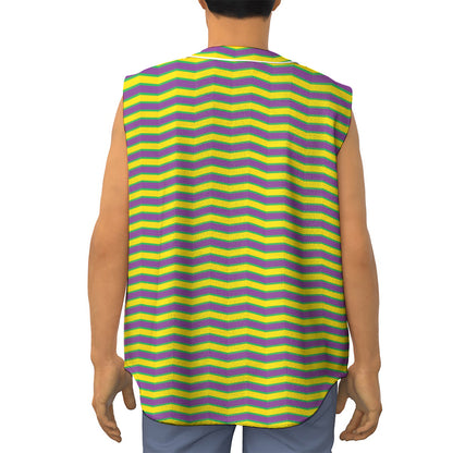 Mardi Gras Fat Tuesday Zigzag Print Sleeveless Baseball Jersey