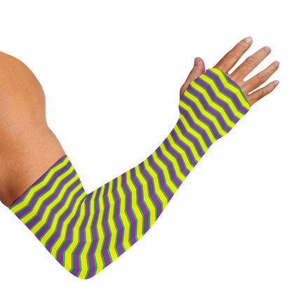 Mardi Gras Fat Tuesday Zigzag Print Sun Protection Arm Sleeves