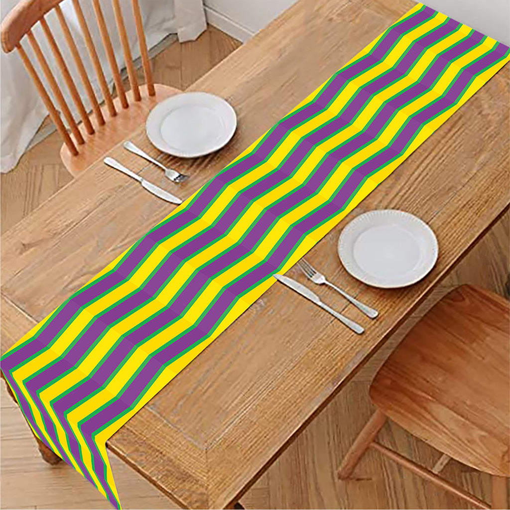 Mardi Gras Fat Tuesday Zigzag Print Table Runner