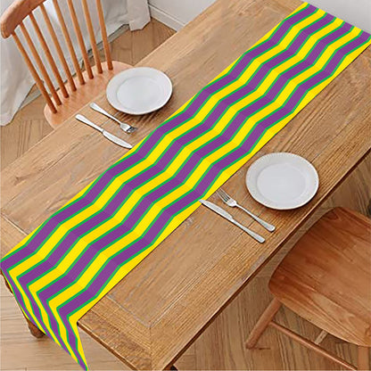 Mardi Gras Fat Tuesday Zigzag Print Table Runner