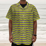 Mardi Gras Fat Tuesday Zigzag Print Textured Short Sleeve Shirt
